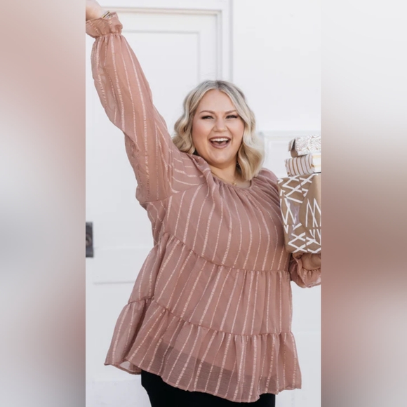 🆕Andree By Unit Long Sleeve Peplum Blouse - Picture 2 of 11